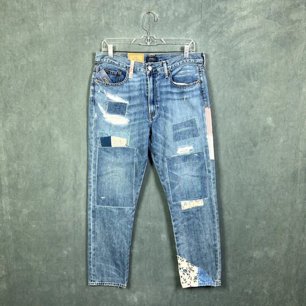 Polo by Ralph Lauren Blue Patchwork Boyfriend Jeans